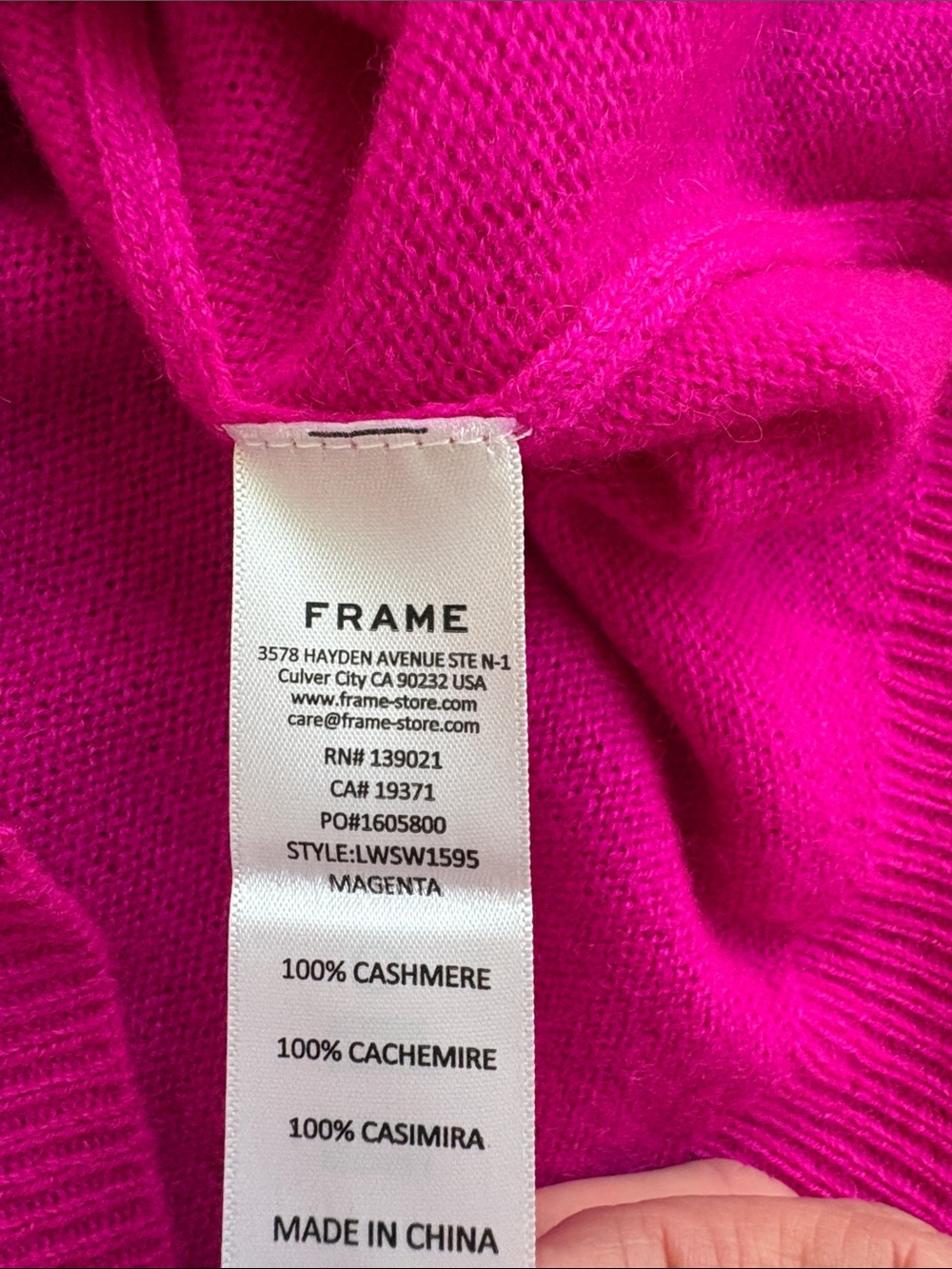 FRAME Cashmere Short Sleeve Ruched Sleeve Sweater Magenta Size Small - Picture 10 of 10